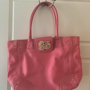 Lily Pulitzer pink leather tote